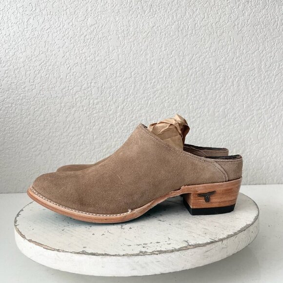 Lane Plain Jane Mule Womens 7.5 Latte Suede Cowboy Boots Western Slip On Short - Picture 4 of 11